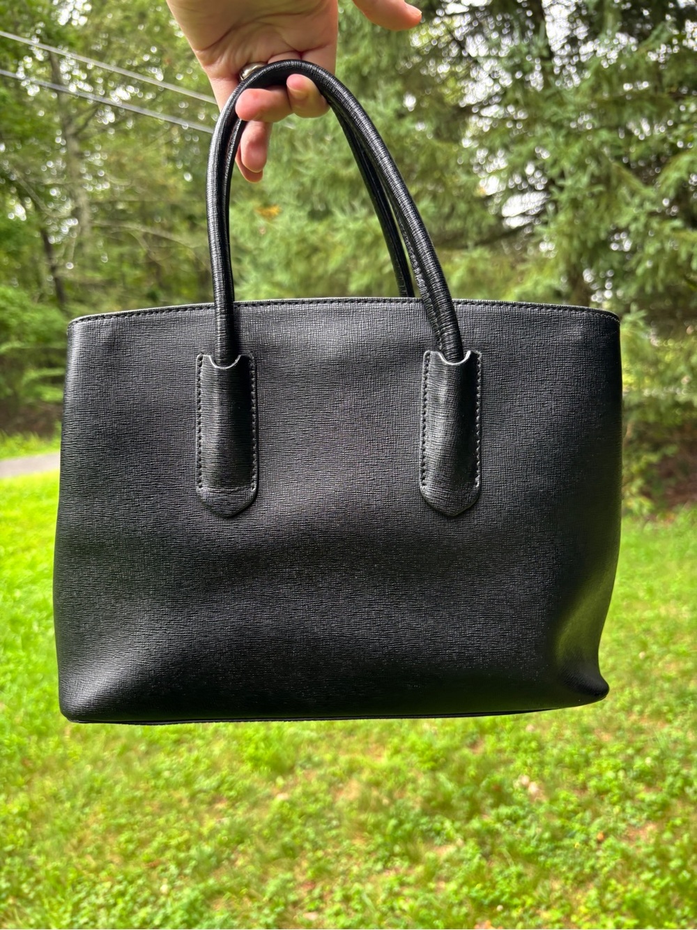 Furla Black Leather Satchel Handbag EUC - Picture 2 of 16